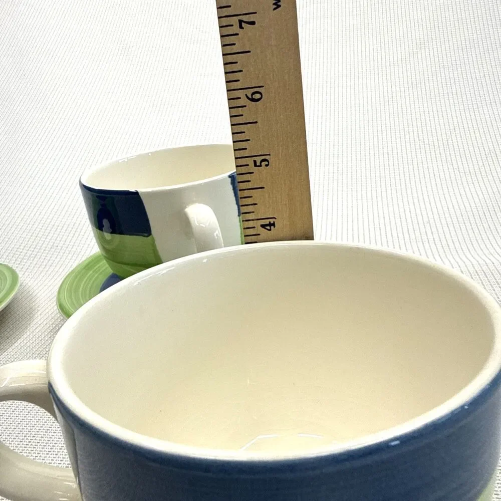 Vintage Tre Ci Handpainted Made in Italy Jumbo Cup & Saucer Set of 2